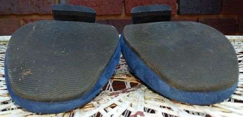 Women Pumps Blue Suede Silver Buckle Leather Size 6.5 Narrow