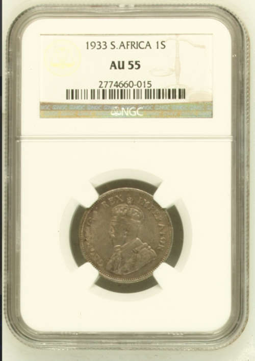 1933 Shilling NGC graded AU55