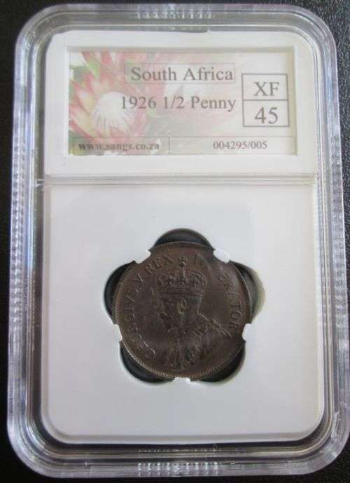 1926 Half Penny SANGS graded XF45