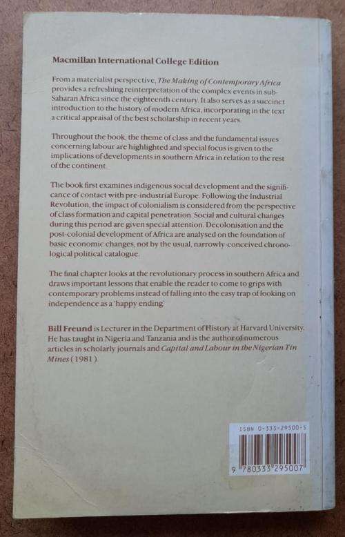 The Making of Contemporary Africa, The Development of African Society since 1800, Bill Freund
