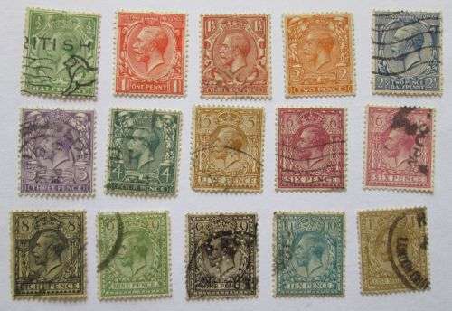 1912-1913 King George V Set of 15 Stamps + extras