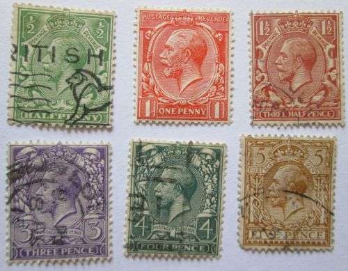 1912-1913 King George V Set of 15 Stamps + extras