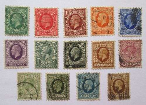 Great Britain 1924-1928 King George V Set of 12 Stamps+ 2 extra