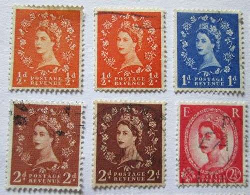1955 - 1958 Great Britain Queen Elizabeth II - Set of 18 + Extras, 42 Stamps in Total