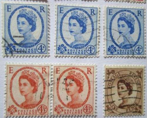 1955 - 1958 Great Britain Queen Elizabeth II - Set of 18 + Extras, 42 Stamps in Total