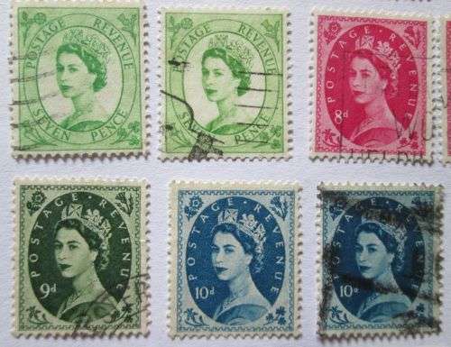1955 - 1958 Great Britain Queen Elizabeth II - Set of 18 + Extras, 42 Stamps in Total
