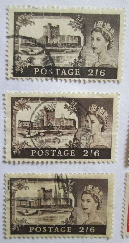 1959 - 1968 Great Britain Castles Queen Elizabeth II Lot of 16 Stamps, 2/6, 5S, 10S, 1pound