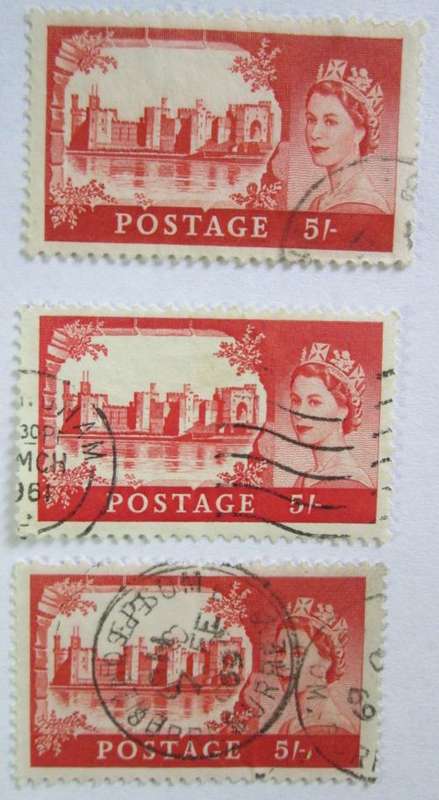 1959 - 1968 Great Britain Castles Queen Elizabeth II Lot of 16 Stamps, 2/6, 5S, 10S, 1pound