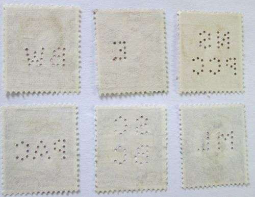 1955-1958 Great Britain Queen Elizabeth Set with Perfins + extra stamps (28 stamps in total)