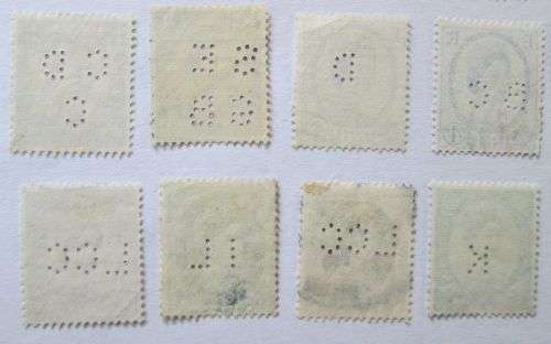 1955-1958 Great Britain Queen Elizabeth Set with Perfins + extra stamps (28 stamps in total)