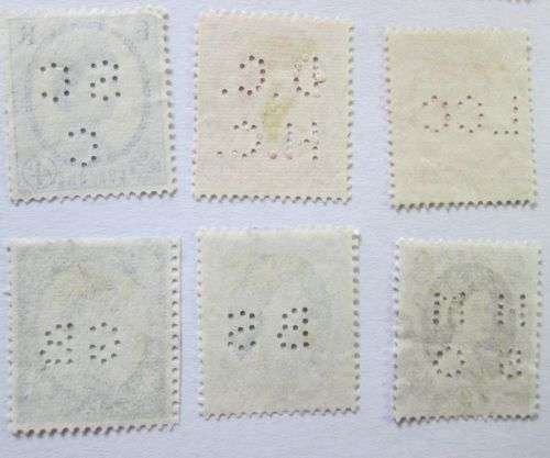 1955-1958 Great Britain Queen Elizabeth Set with Perfins + extra stamps (28 stamps in total)