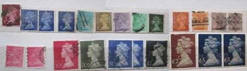 Great Britain Queen Elizabeth 1967 - 1977 Lot of 23 Stamps with Perfins