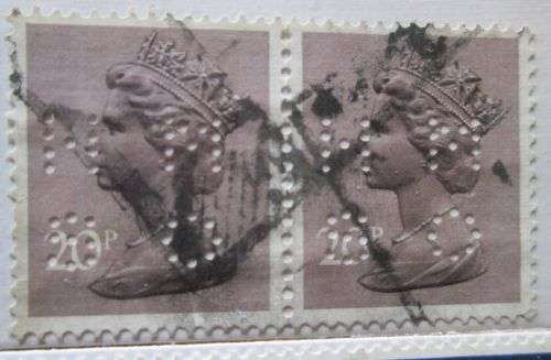 Great Britain Queen Elizabeth 1967 - 1977 Lot of 23 Stamps with Perfins