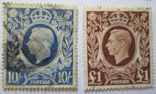 Great Britain 1939-1948 King George VI Set 6 Stamps