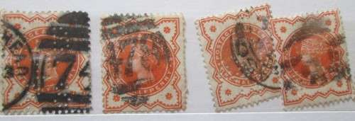 Great Britain Queen Victoria 1860-1881, Collection 34 Stamps 1p Lilac, 1/2P Orange, 1P Post&Rev, 4d