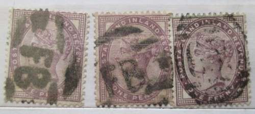 Great Britain Queen Victoria 1860-1881, Collection 34 Stamps 1p Lilac, 1/2P Orange, 1P Post&Rev, 4d