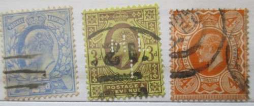 Great Britain King Edward VII Lot 1902-1912 Lot 14 Stamps incl.1902 1S single & pair! & Overprints