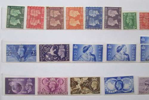 Great Britain King George VI 1937 - 1951 Lot of 56 Stamps, some with Perfins