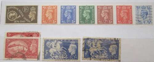 Great Britain King George VI 1937 - 1951 Lot of 56 Stamps, some with Perfins