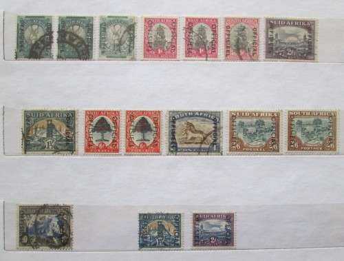 Union of South Africa Postage Due & Official Stamps (Reading Down) Singles 1914-1961