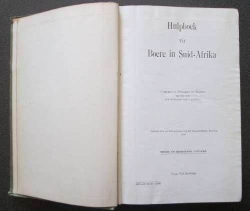 Hulpboek vir Boere in Suid Afrika 1929, Departement van Landbou Pretoria