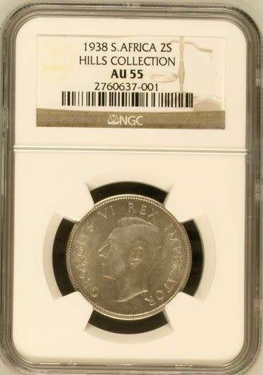 1938 Two Shilling, NGC graded AU55, Very scarce coin !!