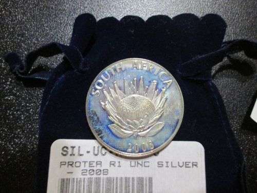 2008 Protea series, Mahatma Gandhi R1 Sterling Silver UNC coin!!