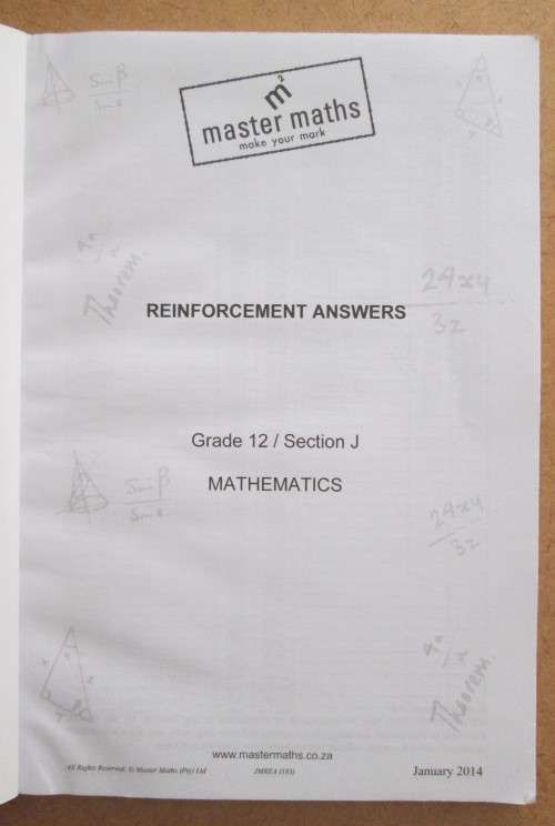 Master Maths Make Your Mark, Grade 12, Reinforcement Answers & Notes, 2 BOOKS