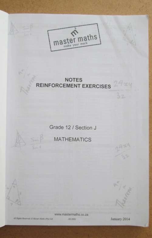 Master Maths Make Your Mark, Grade 12, Reinforcement Answers & Notes, 2 BOOKS