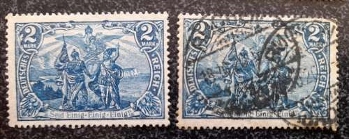 German Empire Stamps 1905 1 Mk, 1902 2 Mk Deutsches Reich Latin Letters Unused, 1903 3 Mk, 1905 5 Mk