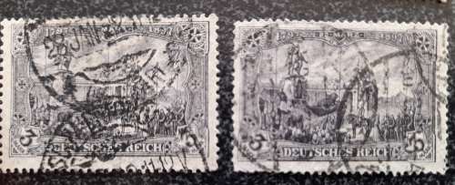 German Empire Stamps 1905 1 Mk, 1902 2 Mk Deutsches Reich Latin Letters Unused, 1903 3 Mk, 1905 5 Mk