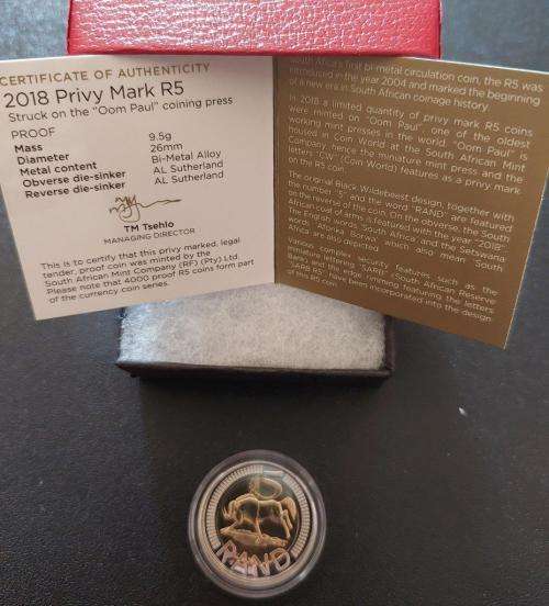 2018 `oom Paul` R5 with Coin World mintmark! Very Low Mintage
