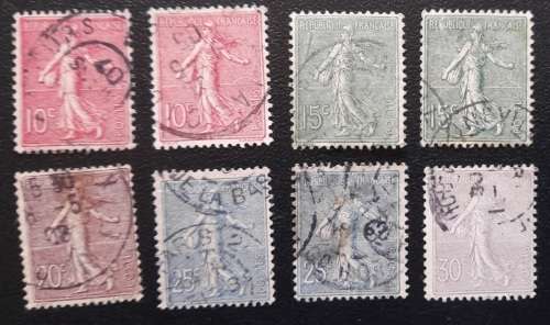 French Stamps, France, the Sower Collection 1903 - 1934 The Semeuse, Background: Lines / Solid, RARE