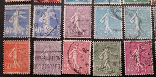 French Stamps, France, the Sower Collection 1903 - 1934 The Semeuse, Background: Lines / Solid, RARE