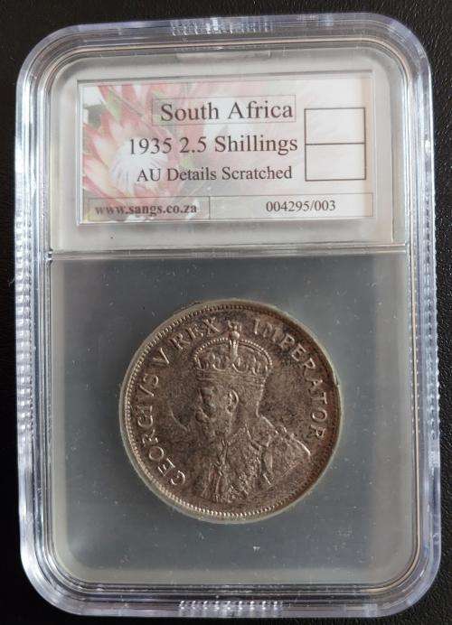 Scarce 1935 Half Crown SANGS graded AU !!