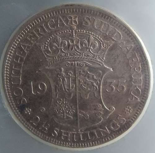 Scarce 1935 Half Crown SANGS graded AU !!