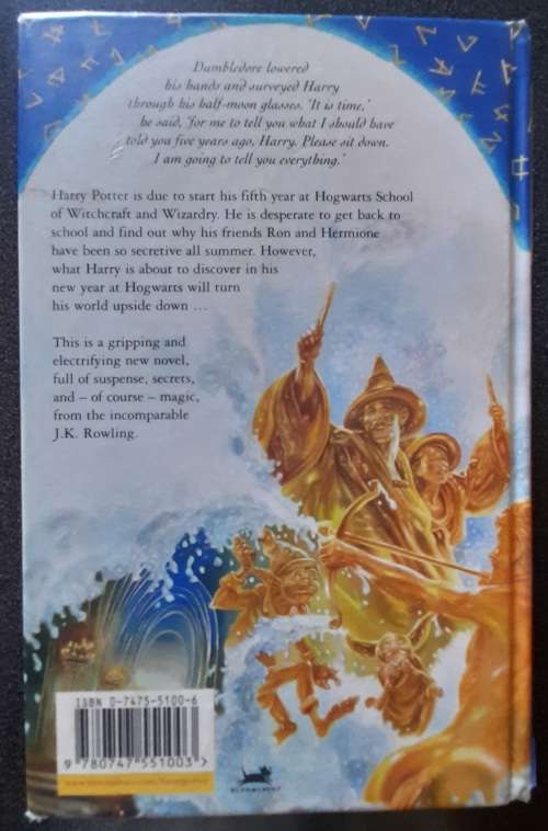 Harry Potter and The Order of The Phoenix, Bloomsbury 2003 First Edition, Hardcover