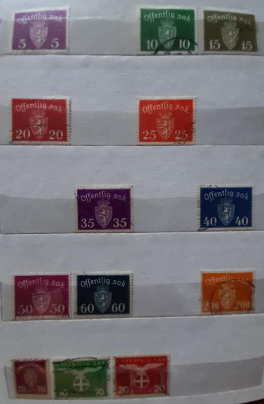 Norway, Perfect Start-up stamp Collection Over 80 Stamps:  post 1940s Offentlig Sak, 1980 - 1999