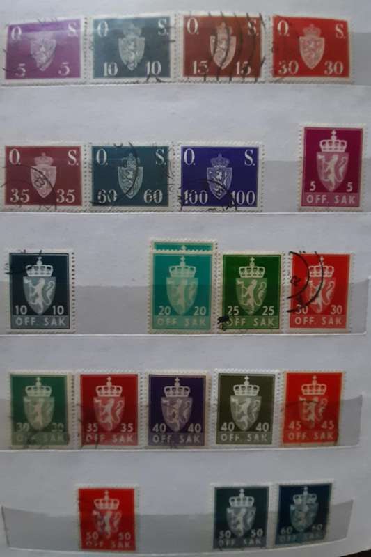 Norway, Perfect Start-up stamp Collection Over 80 Stamps:  post 1940s Offentlig Sak, 1980 - 1999