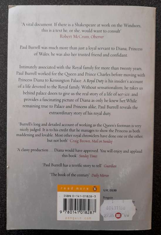 A Royal Duty by Paul Burrell, a Memoir about the Life of Late Diana, Princess of Wales