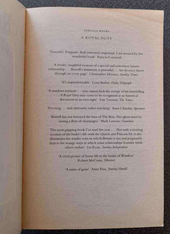 A Royal Duty by Paul Burrell, a Memoir about the Life of Late Diana, Princess of Wales