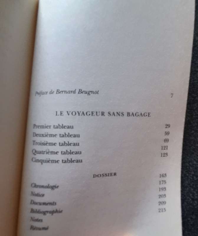 Le Voyageur sans bagage by Jean Anouilh, Edition de Bernard Beugnot, Folio Theatre, PERFECT