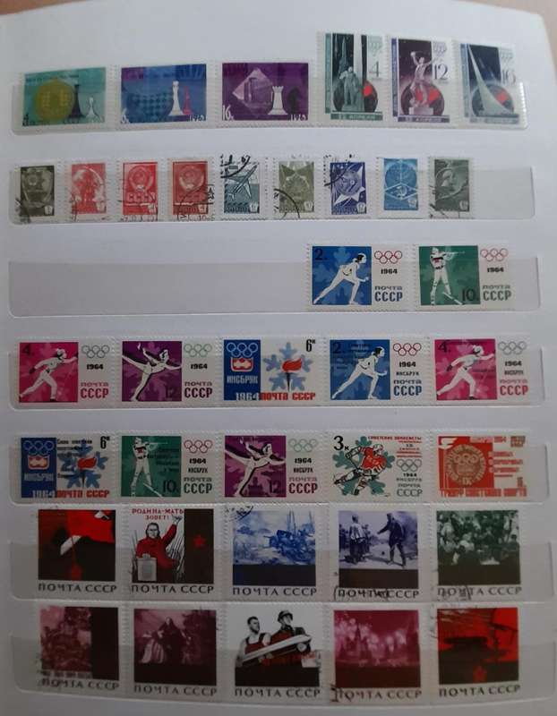 Russia USSR Stamps 1960 to 1988, Over 450 stamps, Album Included