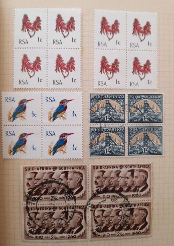 Over 250 Stamps in blocks RSA, Postage Due, South West Africa, Rhodesia, United States of America