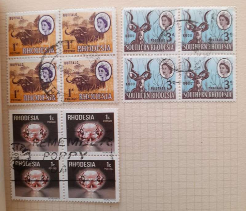 Over 250 Stamps in blocks RSA, Postage Due, South West Africa, Rhodesia, United States of America
