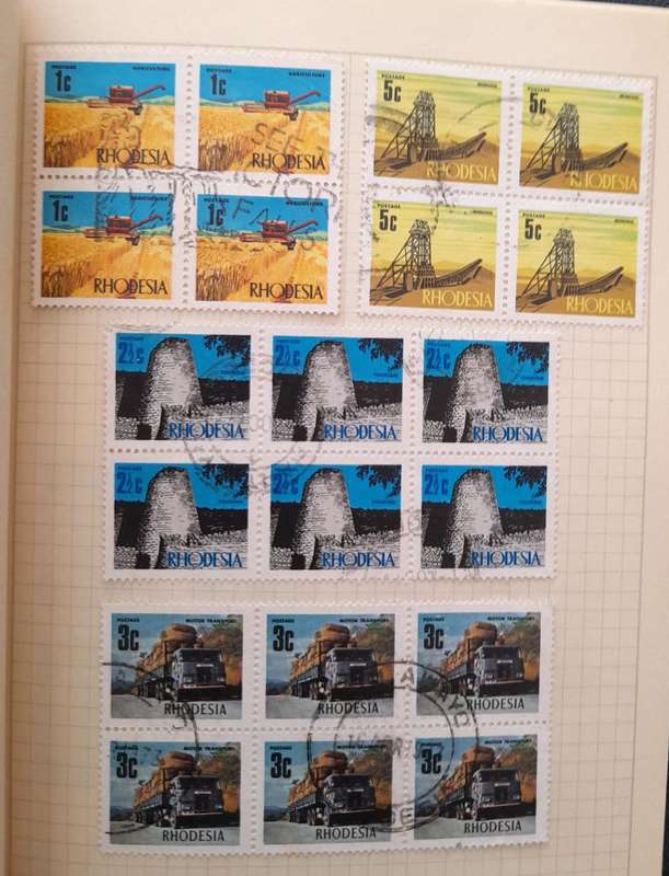 Over 250 Stamps in blocks RSA, Postage Due, South West Africa, Rhodesia, United States of America