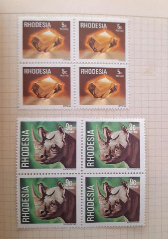 Over 250 Stamps in blocks RSA, Postage Due, South West Africa, Rhodesia, United States of America