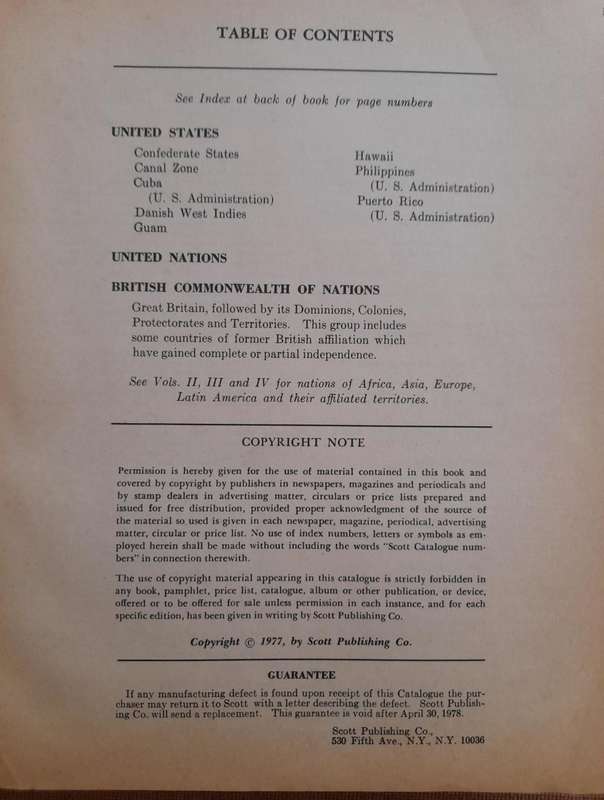Scott 1978 Standard Postage Stamp Catalogue, Volume 1