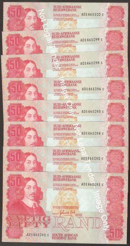 20 UNC Notes in sequence: Gerhard De Kock R50!!! Bid per note.