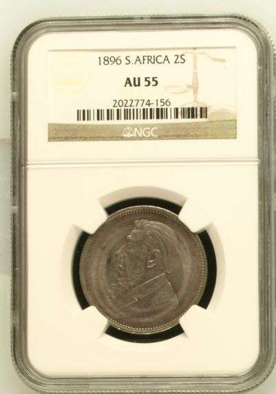 1896 ZAR Two Shilling NGC graded AU55!!